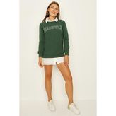 Select Moda Kadın Gömlek Yaka Sweat Elbise - XL - Yeşil