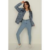 Select Moda Kadın Mavi Cepli Oversize Denim Ceket - 46
