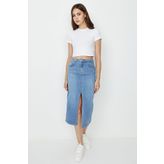 Select Moda Kadın Mavi Midi Denim Etek