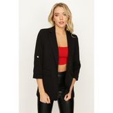 Select Moda Kadın Siyah Kolları Katlamalı Blazer Ceket - 36