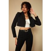 Select Moda Kadın Siyah Tek Düğme Kapamalı Crop Blazer Ceket