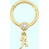 Sembol Gold -A- Harf 14 Ayar Altın Halka Piercing