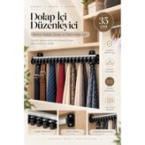 Şen Ticaret Dolap İçi Düzenleyici 35 cm Sürgülü Kemer Kravat Eşarp Askısı Çok Amaçlı Gardırop Organizer