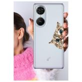 Senada Reeder S19 Max Pro S Edge ile Uyumlu Kılıf Şeffaf Silikon Baskılı Cat Look