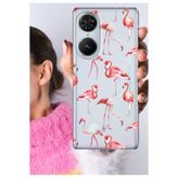 Senada Reeder S19 Max Pro S Edge ile Uyumlu Kılıf Şeffaf Silikon Baskılı Flamingo