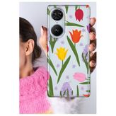 Senada Reeder S19 Max Pro S Edge ile Uyumlu Kılıf Şeffaf Silikon Baskılı Flowers