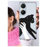 Senada Reeder S19 Max Pro S Edge ile Uyumlu Kılıf Şeffaf Silikon Baskılı Sanat Kedi