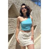 Senin Olsun Mavi Tek Omuz Crop Bluz
