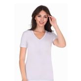 Sensu Kadın V Yaka Basic T-shirt Beyaz - Tsr1003