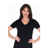 Sensu Kadın V Yaka Basic T-shirt Siyah Renk Tsr1003