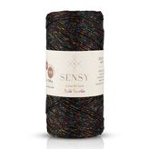 Sensy 2 Mm Multi Sparkle Simli Polyester Makrome İpi (Siyah)