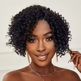 Sepetopia Siyah Kısa Afro Yan Tül Peruk