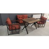 Serdem 2+1+1+Masa Bahçe Balkon Mobilya Takımı Turuncu
