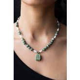 Serenite Sedef ve Amazonit Taşı Kolye