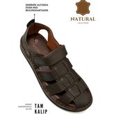 sermoda %100 Hakiki Deri Burnu Kapalı Erkek Sandalet Kahve