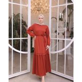 Serra Düz Fitilli Elbise - Kiremit - 38 - 40