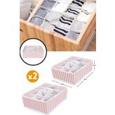 Serstil 2 Adet 12 Bölmeli Organizer Çekmece Içi Düzenleyici Pembe
