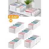 Serstil 5 Adet - Medium 11 Gözlü Çekmece Içi Düzenleyici Organizer 16 x 40 x 12 - Beyaz