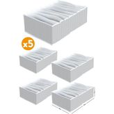 Serstil 5 Adet - Xlarge 8 Gözlü Çekmece Içi Akordiyon Organizer 30X39X14 Cm