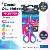 Serve Berry Çocuk Okul Makası 13,5 cm Paslanmaz Çelik Yuvarlak Uç Yumuşak Sap Neon & Pastel 8 Varyasyon - MKSAFR1