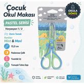 Serve Berry Çocuk Okul Makası 13,5 cm Paslanmaz Çelik Yuvarlak Uç Yumuşak Sap Neon & Pastel 8 Varyasyon - MKSAPS2