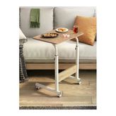 Servetavcı Yükseklik Ayarlı Zigon Sehpa Atlantik Çam Beyaz - 45X40 Oval Kenar (Tekerlekli)