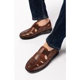 SETA Hakiki Deri Erkek Sandalet Ayakkabı - Taba