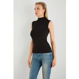 Sevim Kadın Siyah Cotton Balıkçı Yaka Bluz