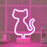 Sevimli Neon Kedi Masa Lambası Pembe Işık 1 Adet