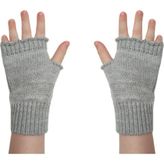 Sevimli Unisex Çocuk Parmaksız Kışlık Örme Triko Eldiven - Gri - 4 - 8 Yaş