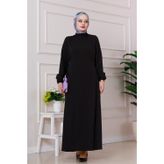 Sevitli Yanı Bağlamalı Şule Elbise-Siyah
