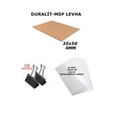 SEYFİKİRTASİYE 1 Adet 35x50 Cm 4mm Duralit , 2 Adet 32 Mm Klips Ve 20 Adet 35x50 Cm Beyaz Bristol 210 gr