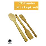 SEYFİKİRTASİYE 3'lü bambu tahta kaşık seti