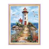 seymatabur 5D'li Elmas Boncuk Yapıştırma Taş İşleme Mozaik Goblen "Deniz Feneri" 50x40 cm