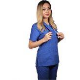 Seza Saks Mavi Hemşire Forması Scrubs - L
