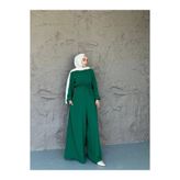 She Olive Kuşaklı Tesettür Tulum -yeşil