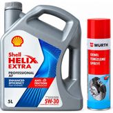 Shell Helıx Extra Pro Af 5W-30 5 Litre + Würth Balata Spreyi 500 Ml