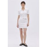 Sherin Ekru Mini Triko Etek - L