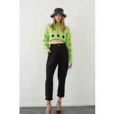 SHERIN Kivi Oversize Delikli Triko Crop Kazak