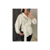 Shine & Style Yandan Baglamalı Bej Bluz