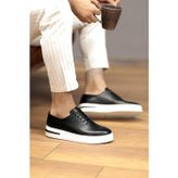 Shoetyle - Siyah Deri Bağcıklı Erkek Günlük Ayakkabı 610-1005