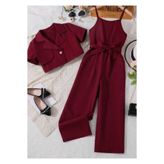 shop 2 Li Kız Çocuk Bordo Tulum çıt kapamalı gömlek