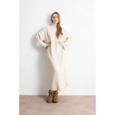 Shophia Kadın Boğazlı Oversize Triko Elbise – Ekru