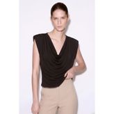Shopping Shop Drapeli Sıfır Kol Bluz SIYAH