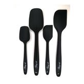Shopset Isıya Dayanıklı Yanmaz Yapışmaz Silikon Spatula Seti 4 Parça - Siyah Takım