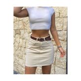 SHUR BOUTİQUE Krem Renk Denim Mini Etek