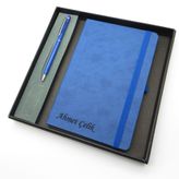 Signator Codex N102 İsme Özel Defterli Set, Mavi Kalem + Mavi Defter, Hediyelik Kutu