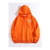SILATU Unisex Turuncu Kalp Baskılı Kapüşonlu Sweatshirt