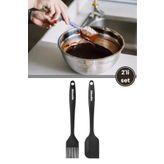 Silicolife Spatula Ve Fırça Seti, Isıya Dayanıklı Yanmaz Yapışmaz Silikon Spatula Ve Yumurta Fırçası 2’Li Set