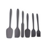 Silikon Mutfak Yardımcısı, 6 Adet Silikon Spatula, Çorba Kaşığı, Fırın Fırçası, Spatula, Isıya Dayanıklı ve Yapışmaz, Paslanmaz Çelik ve Dikişsiz Tek Parça Tasarım Siyah-Gri-Kırmızı (Gri) - 0,5 x 7 cm